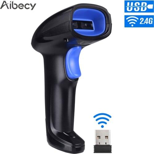 Aibecy 2-in-1 2.4G Wireless Barcode Scanner & USB Wired Barcode Scanner Automatic Handheld Bar Code Scanner Reader for PC Laptop