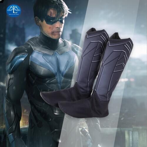 Titans Nightwing Cosplay Shoes Carnival Halloween Cosplay Dick Grayson Superhero Robin Fancy Men boots