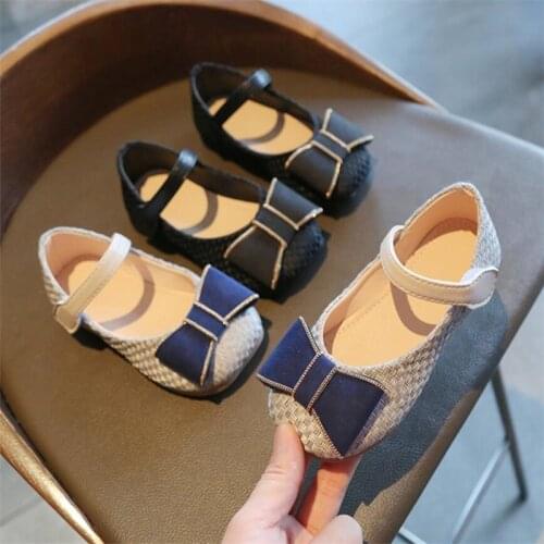 Girls Shoes Butterfly Knot Princess Shoes Knit Mary Janes Shoes For Kids Flats Children Baby Anti-slip Single Shoe Spring Autumn