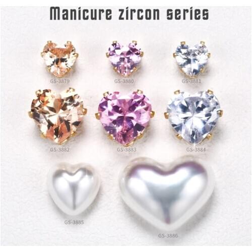 CHUNYOU New Arrival 2pcs/Set Nail Art Heart-Shape Style Nails Decorations Crystal Manicure Zircon Metal Diamond Charm
