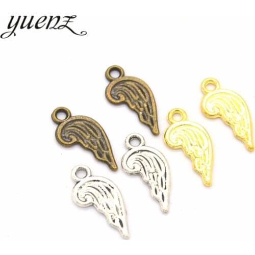 YuenZ 50pcs 4 color Antique bronze wing Charm fit for Bracelets Necklace Pendant DIY Metal Jewelry 18*8mm D401