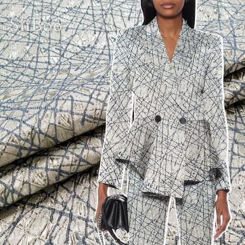 Siiboo artistic abstract embossed patterned silver metallic jacqard fabric for women dress modern style sp6298