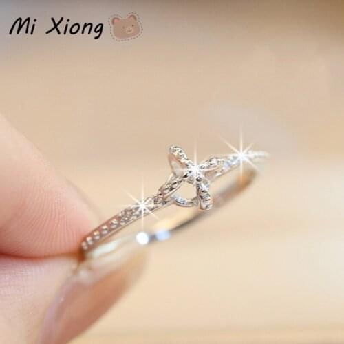 Mi Xiong 925 sterling silver unique shape diamond exquisite charm women ring light luxury mini holiday gift brand jewelry