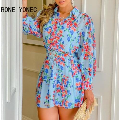Women Casual waistband Puff sleeves All Over Print Mini Dress