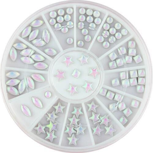 1 wheel round/horse eye/square/star colorful Opal AB 3d nail art rhinestone alloy base opal AB decoration