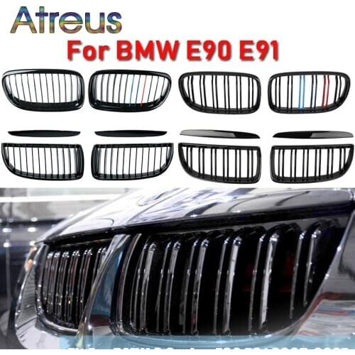 1set Carbon Fiber/Black Front Grill Grilles Kidney Replacement for 2004-2008 2009-2011 BMW E90 E91 3 Series M Sport Accessories