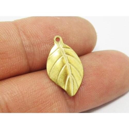 Brass earrings charms 19x11mm Mini leaf Raw brass charm findings -50pcs R828