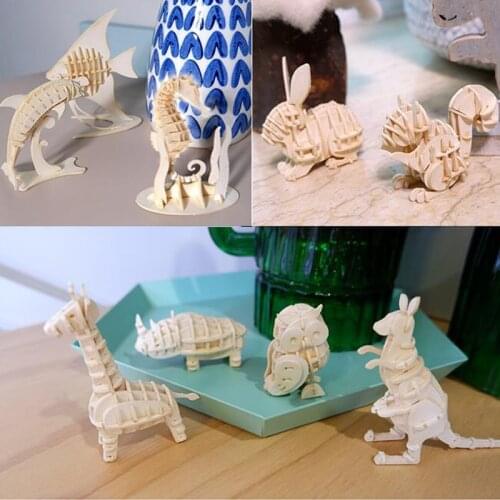 3D Animals Puzzle Home Decor Family Fun Paper Wisdom Mini Animal Model Kids Educational Toy