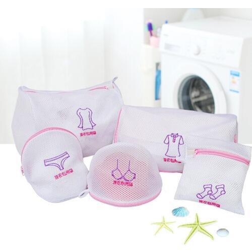 5pcs / set exclusively Anti-deformation washing bag Mesh thickened zipper laundry bag clothes underwear wash bag m
