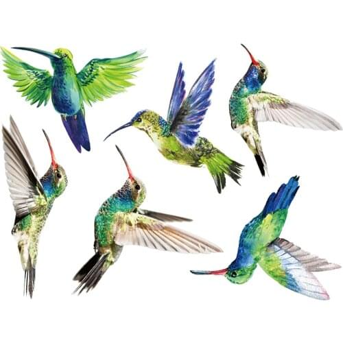 6pcs Hummingbird Wall Stickers Living room Bedroom Wall Decor Removable Vinyl Wall Decals Room Decoration Wardrobe Home Decor