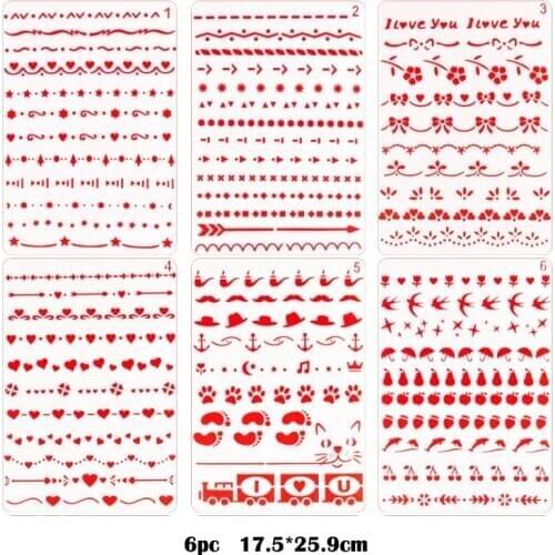 6pc Dividing Line Painting Stencil Bullet Journal Stencils DIY Scrapbooking Album Decorative Accessories Drawing Template