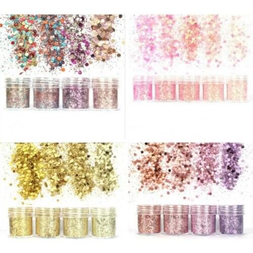 4/5 Boxes Nail Glitter Powder Dust Iridescent Flakes Sequins Gold Silver Super Shining Paillette Nail Art Manicure Decorations