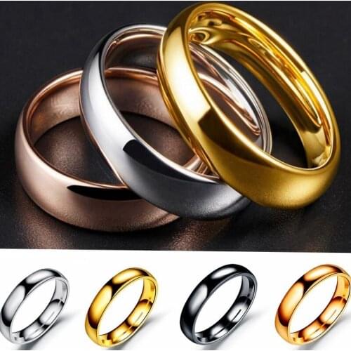 4mm Stainless Steel Shiny Polished Wedding Rings for Women Men Simple Classic Plain Bands Anniversary for Couples Jewelry Gift