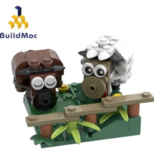 Buildmoc Animals Zoo Sheep Peace And Love Diy Enlighten Sheep Bird Diy Mini Blocks Bricks Building Toy