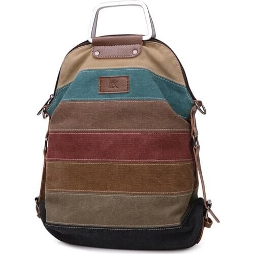 Patchwork Color Backpack Soft Bag Canvas Backpack Casual Large Capacity Laptop Quality Women Man Shoulderbag