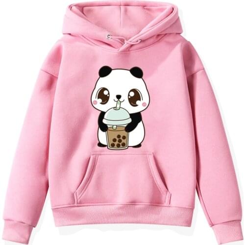 Children The Cute Corgi Panda Cat Drinks Milk Tea Hoodies Kids Toddler Baby Kawaii Cartoon Anime Harajuku Sweatshirts Girl Tops