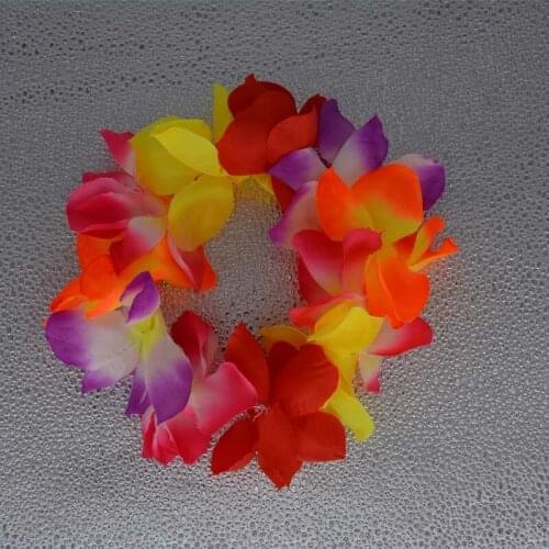 50pcs Women Girls Elastic Hawaiian Flower Hula Leis Headband Wreath Hairbands Party Wedding Birthday Party Favors