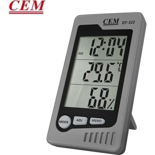 CEM Electronic Thermometer And Hygrometer DT-322 Multifunctional Table Hanging Temperature Humidity Measuring Instrument 0~50