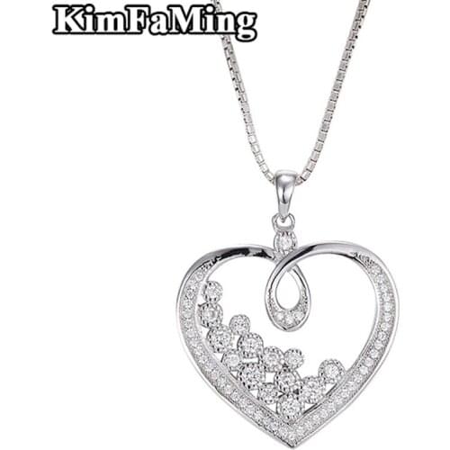 Exquisite Silver Zircon Pave Heart Pendant for Women Sterling Necklace Jewelry Lady Birthday Gift P070