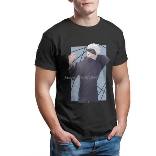 Jujutsu Kaisen Satoru Gojou Classic Tshirt O-Neck Tops Large T Shirt Men Cotton Tees Harajuku Streetwear