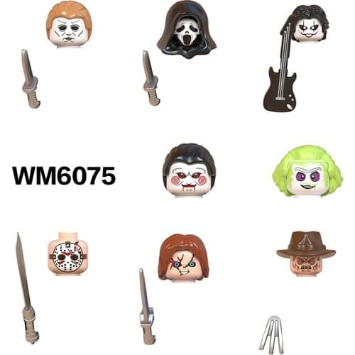 Building Blocks Horror Halloween Series Michaelmyers Scream Killer Billy Jason Child‘s Play Freddy Figures Toys For Kids WM6075