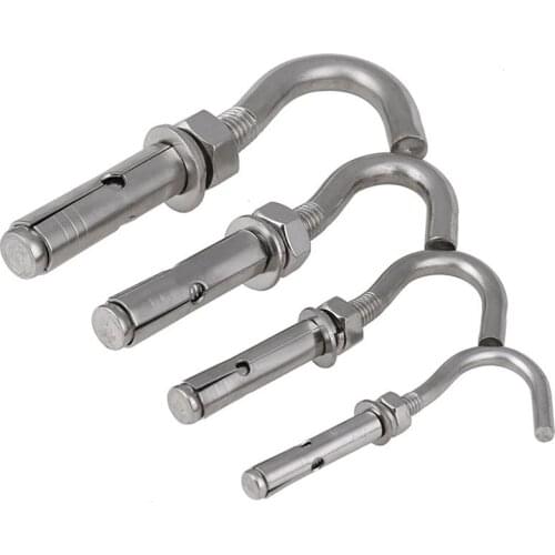 Expansion Screws Hooks Opening Hole A4 Stainless Steel Eye Bolt Open Anchor Hook For Basket Ceiling Fan Hanging M6 M8