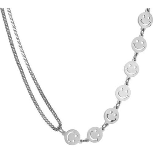 2021 Trendy Silver Titanium Steel Smile Necklace Alloy Necklace Choker Necklace for Women Accessories Fashion Jewellery