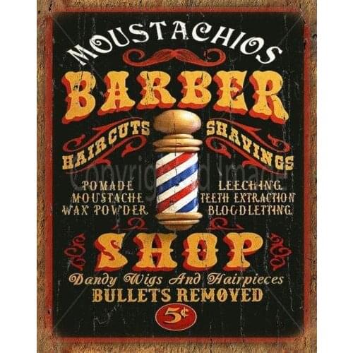 Mustachios Barber Shop Vintage Retro Metal Tin Sign Poster Sign