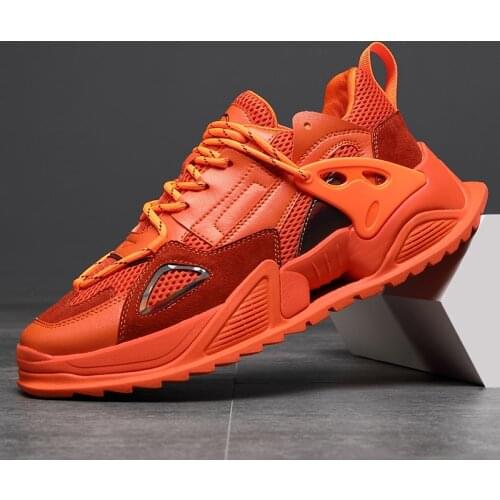Mens Sneakers Leather Mesh Breathable Casual Running Shoes Fashion Outdoor Comfortable Athletic Footwear Male Low Cut Non-slip