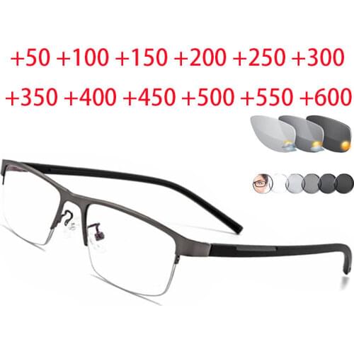 Mens Reading glasses Photochromic Optical Eyewear Farsightedness +50 +75 +100 +125 +150 +175 200 +225 +250 +275 +300 To +600