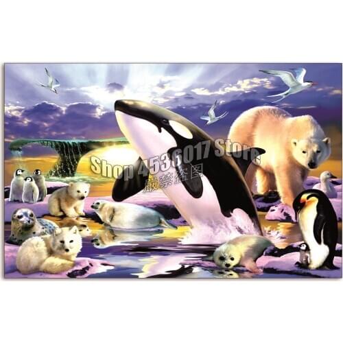 Polar Kingdom Diy Full Diamond Painting Cross Stitch Kit Mosaic Whale polar bear penguin Art Gifts Diamond Embroidery Home Decor