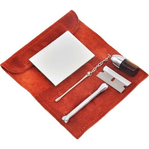 Cigarette Distribution Set Genuine Leather Storage Bag Tool kit Snuff Bottle Tool Set Aluminum Portable Cigarette Accessories