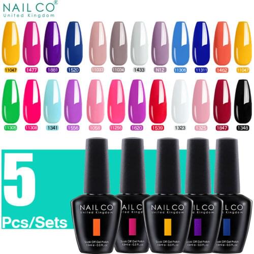 NAILCO 5pcs set colors Gel nail polish UV&LED Semi-permanent varnish nails art supplies for professionals All for manicure