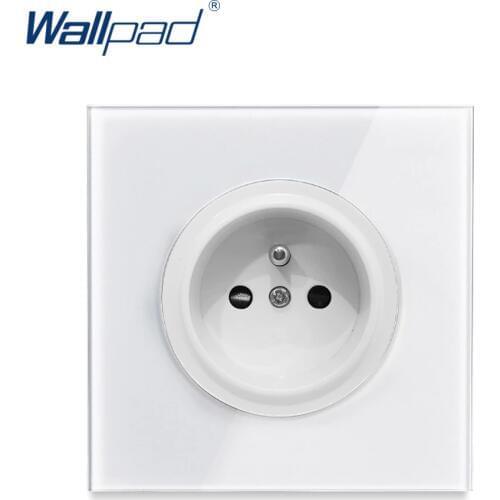 Wallpad 2019 New Arrival Crystal Glass Panel 16A EU French Standard Wall Power Socket Outlet Grounded With Child Protective Lock