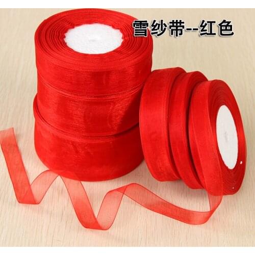 12/15/20/25/40/50mm 50Yards Cheap Red Organza Ribbon Decorative Gift Packing Wedding Crafts Christmas Gift Wrap Handmade DIY