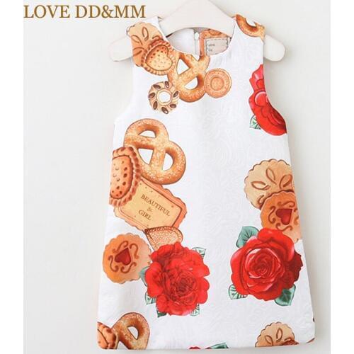 LOVE DD&MM Girls Dress 2021 Spring New Childrens Fashion Flower Girls Card Printed Vest Floral Dress