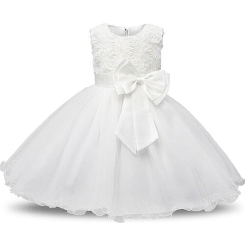 Flower Girl Dress for Wedding Party White Tulle First Holy Communion Dresses for Girls Junior Children Kid Girl Summer Clothes