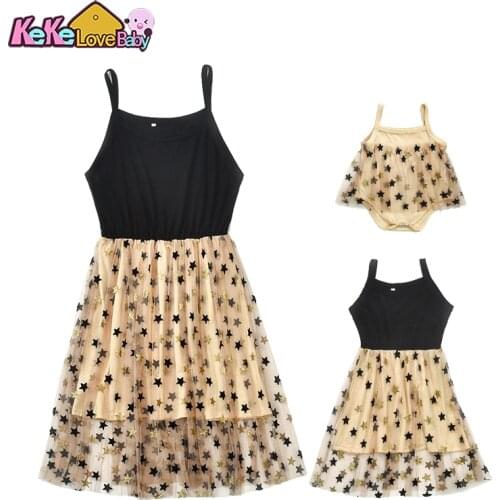 Sling Dresses for Family Set Mom Baby Mommy and Me Clothes Fashion Women Girls Cotton Dress Mother Daughter Matching Casual