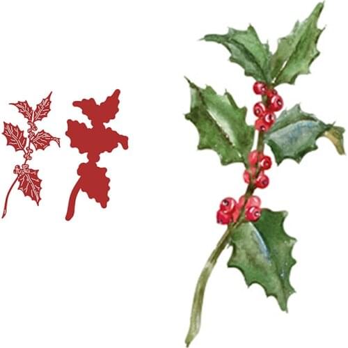 Christmas theme leaves Cutting Dies Scrapbook Dariy Decoration Stencil Embossing Template DIY Greeting Card Handmade 2021