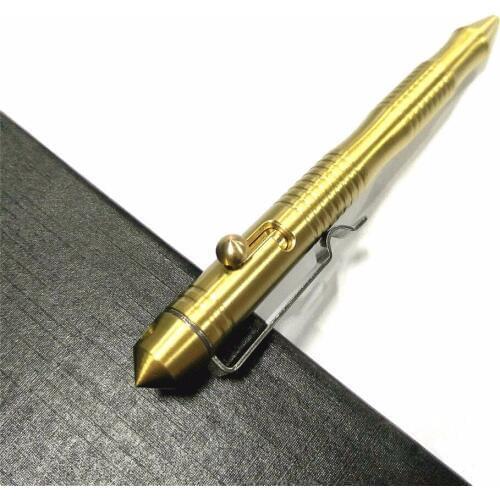 1PC Portable Brass Tactical Bolt Copper Pen Self-defense Metal Signature Writing Pen Broken Window EDC Multifunction Tool