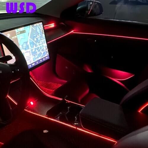 LED Ambient Light Suitable for Tesla Model 3 Interior Atmosphere Light Trim Light Original Modified 64 Color Decorative Light