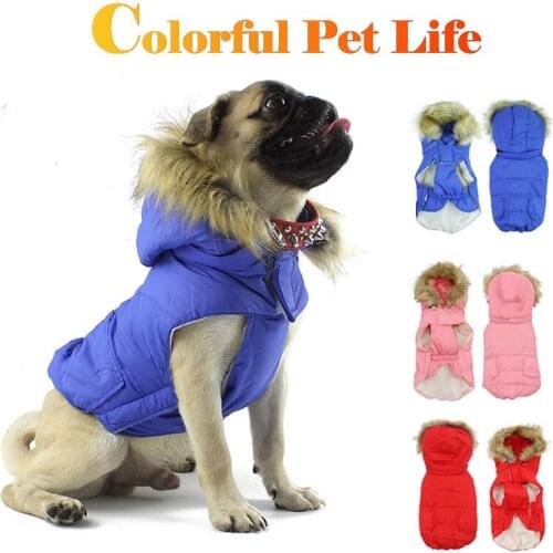 Warm Dog Clothes Winter Pet Clothes Jacket For Chihuahua Super Warm Coat Puppy French Bulldog Hooded Fur Easy-Wear Coats Vest