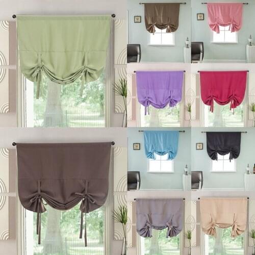 Thermal Insulated Roman Curtains Small Window Shade Panels Blackout Tie Up Shade Curtain Rod Pocket Curtain Panel for Home Cafe