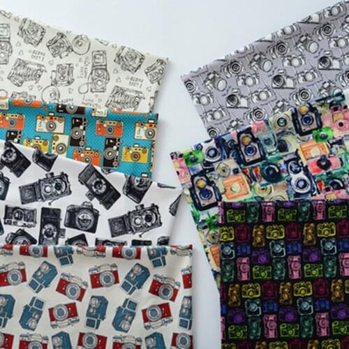 Retro Pattern Pure Cotton Handmade Fabrics for Sewing Children Clothes Pants Crafts Camera Chronicles Printed Fabric DIY Materia