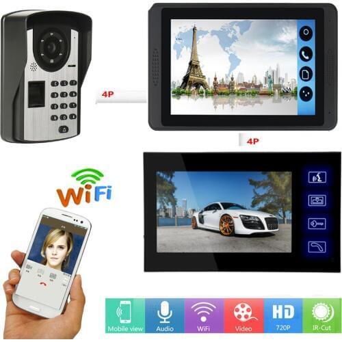 WIFI Video Door Phone With 7inch Video Monitor 1000TVL Doorbell Intercom Kit Wired/Wireless IR Night Vision Doorphone