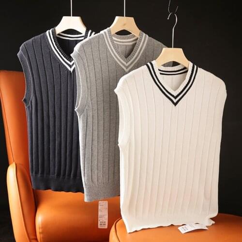 High Quality Spring Autumn Golf Vest Mens Cotton Sleeveless Sweaters Pullovers Fashion Casual Knitted Warm Vest S-XL