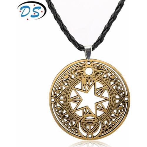 Japan Anime Jewelry Card Captor Sakura Necklace Leather Rope Pendants Choker Necklace for Women Girls Gifts Souvenir