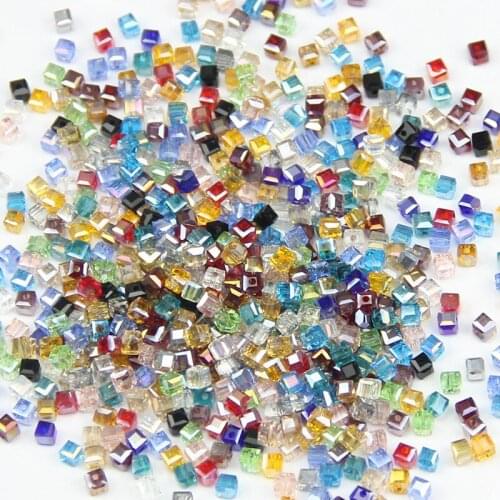 YHBZRET Square shape Upscale Austrian crystal beads spacer 4mm 100pcs Transparent Loose beads for Jewelry making bracelet DIY