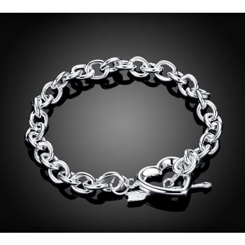 925 sterling silver original bracelet arrow heart chain for women Wedding party Holiday gift top quality Fashion Jewelry