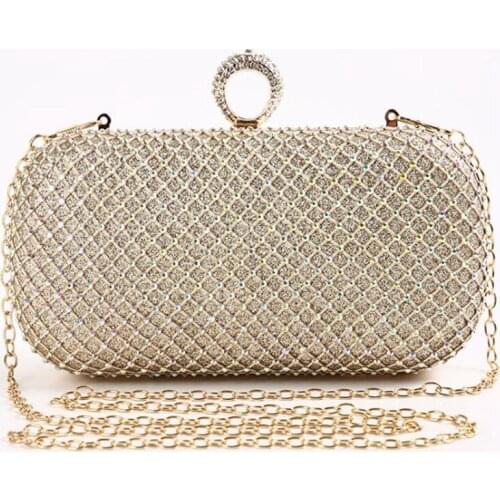 Finger Ring Rhinestones Women Clutch Evening Bags Metal Luxury Lady Clutch Wedding Party Shoulder Chain Handbags Diamonds Purse
